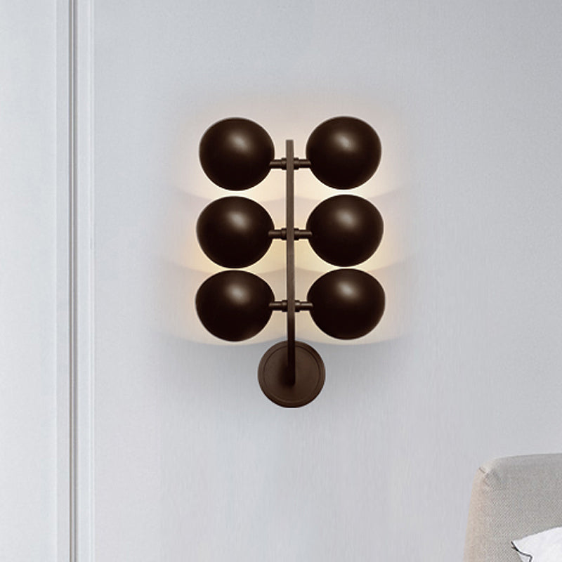 Industrial Half Sphere Sconce Lamp 6 Heads Metal Wall Mount Light in Black with Branch Design