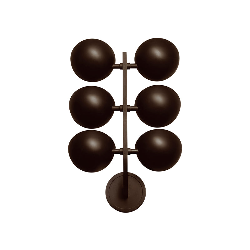 Industrial Half Sphere Sconce Lamp 6 Heads Metal Wall Mount Light in Black with Branch Design