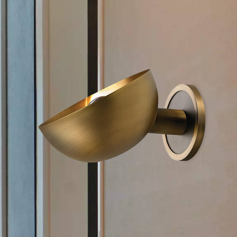 Tono de domo lámpara de pared de metal colonialismo 1 bulbo salón de estar pared apliques luminato en oro