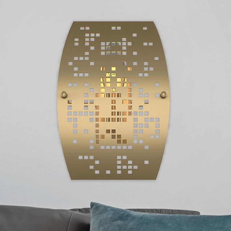 Gebogen paneel metalen wandlicht kolonialist 1 lichte woonkamer sconce lamp in goud met uitsparingsontwerp