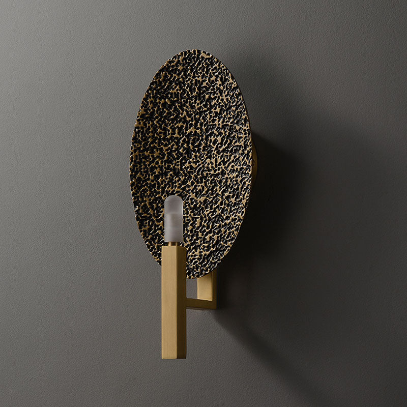 Metal Gold Wall Lighting Fixture Elliptical 1-Head Luxurious Sconce Wall Light with Bare Bulb Design