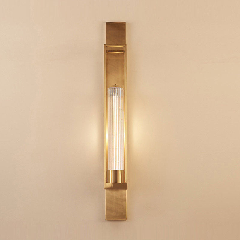 Metalen rechthoek wand SCONCE verlichting Luxe 1-bol woonkamer wandlicht in goud met cilinder heldere glazen schaduw