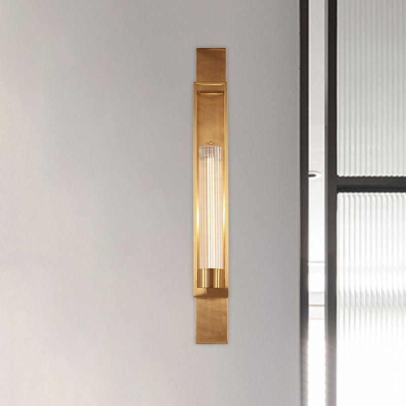 Metalen rechthoek wand SCONCE verlichting Luxe 1-bol woonkamer wandlicht in goud met cilinder heldere glazen schaduw