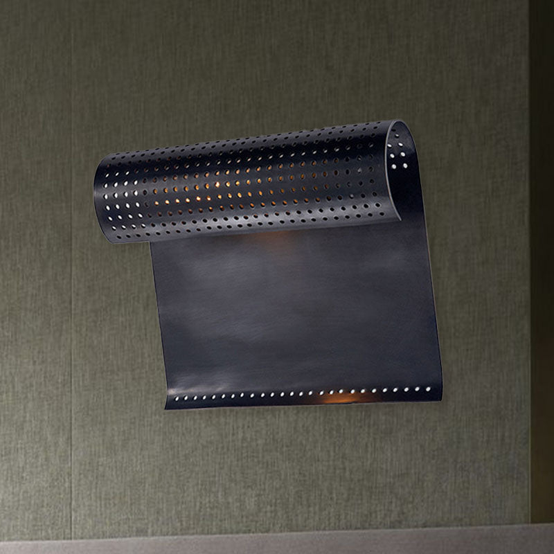 Funzione da parete in metallo 1-bulbina Light Black/Gold Roll Living Lampara del soggiorno con design ritagliato