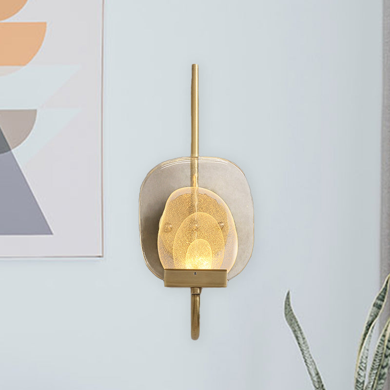 Geometric Clear Glass Wall Light Colonialist 1-Head Bedroom Wall Sconce Lighting Fixture in Gold