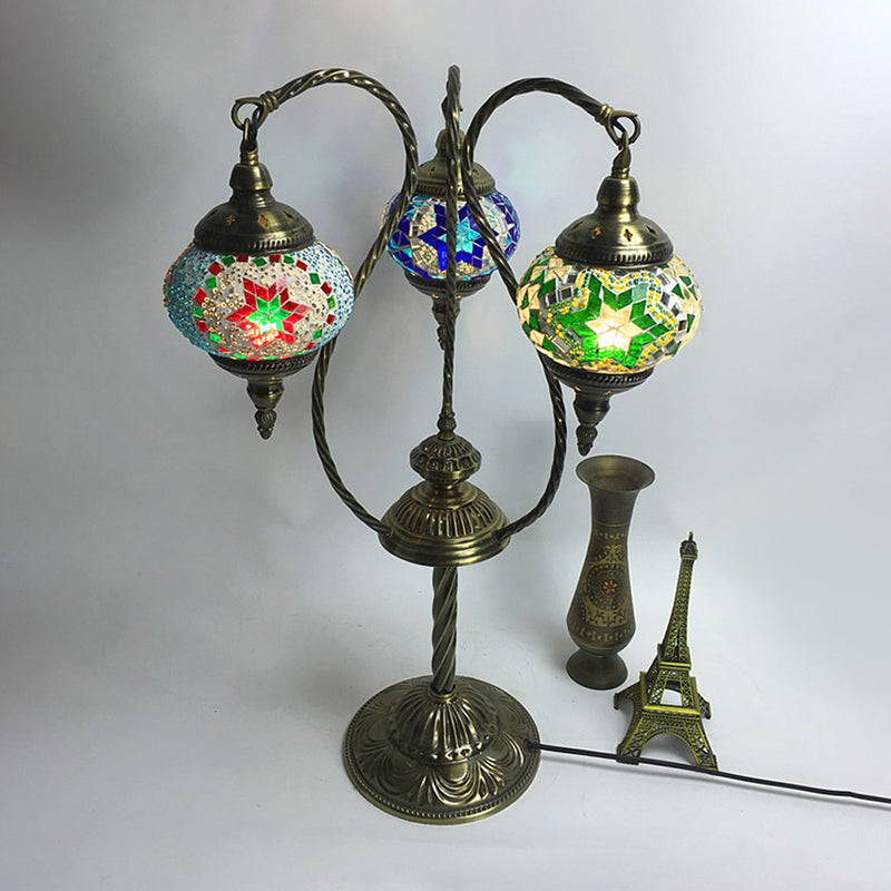 3/5 de cabeza Corte de vidrio Noche de vidrio marroquí blanco verde-amarillo