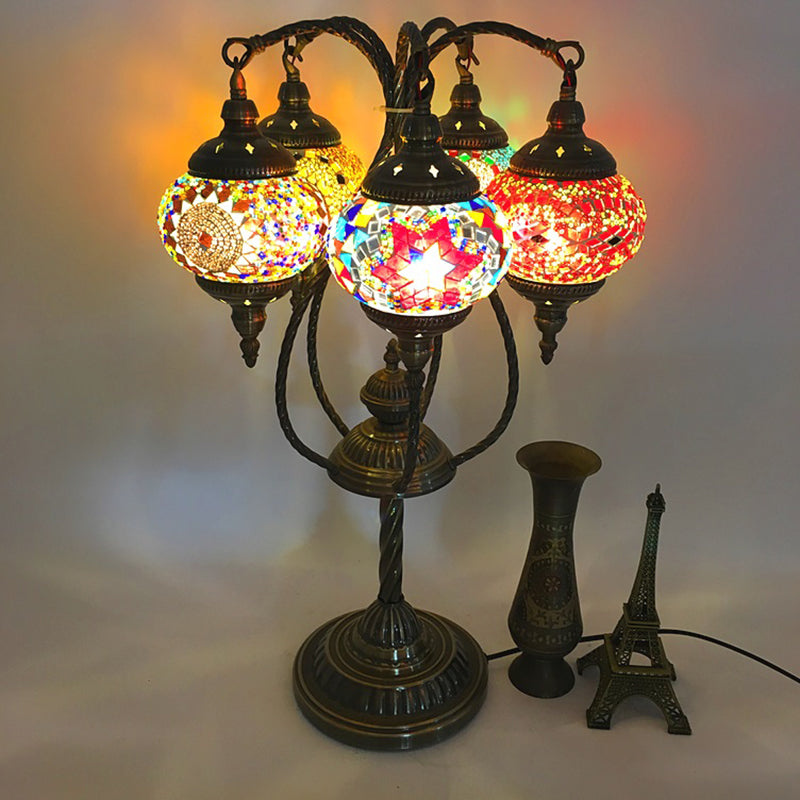 3/5 de cabeza Corte de vidrio Noche de vidrio marroquí blanco verde-amarillo