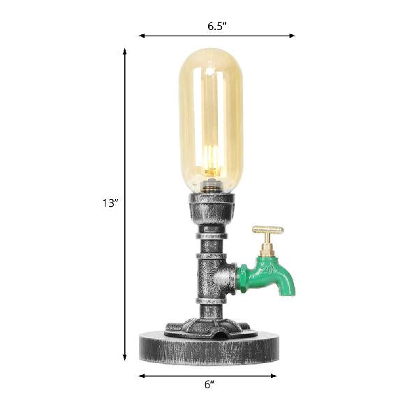 Luz de mesa de sombra de cápsula industrial 1/2 bombillas Amber/lámpara de noche de vidrio transparente con/sin agua Toque Deco para sala de estar