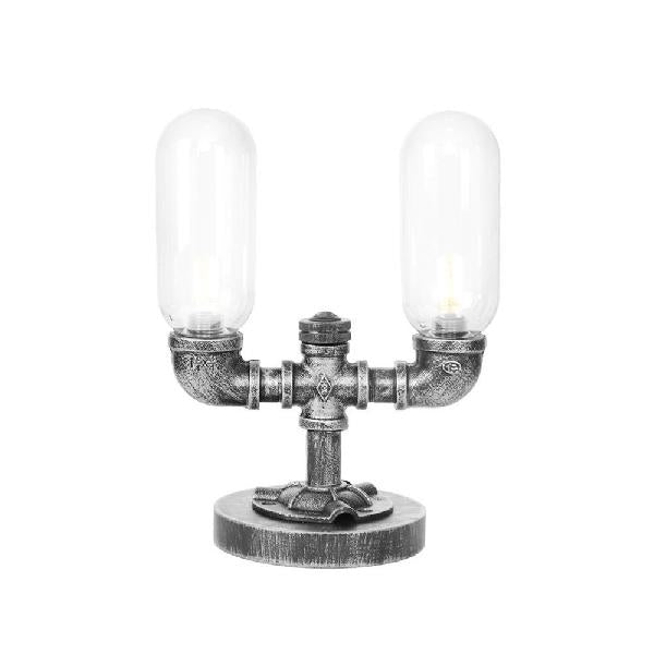 Luz de mesa de sombra de cápsula industrial 1/2 bombillas Amber/lámpara de noche de vidrio transparente con/sin agua Toque Deco para sala de estar