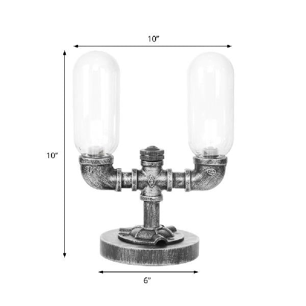 Luz de mesa de sombra de cápsula industrial 1/2 bombillas Amber/lámpara de noche de vidrio transparente con/sin agua Toque Deco para sala de estar
