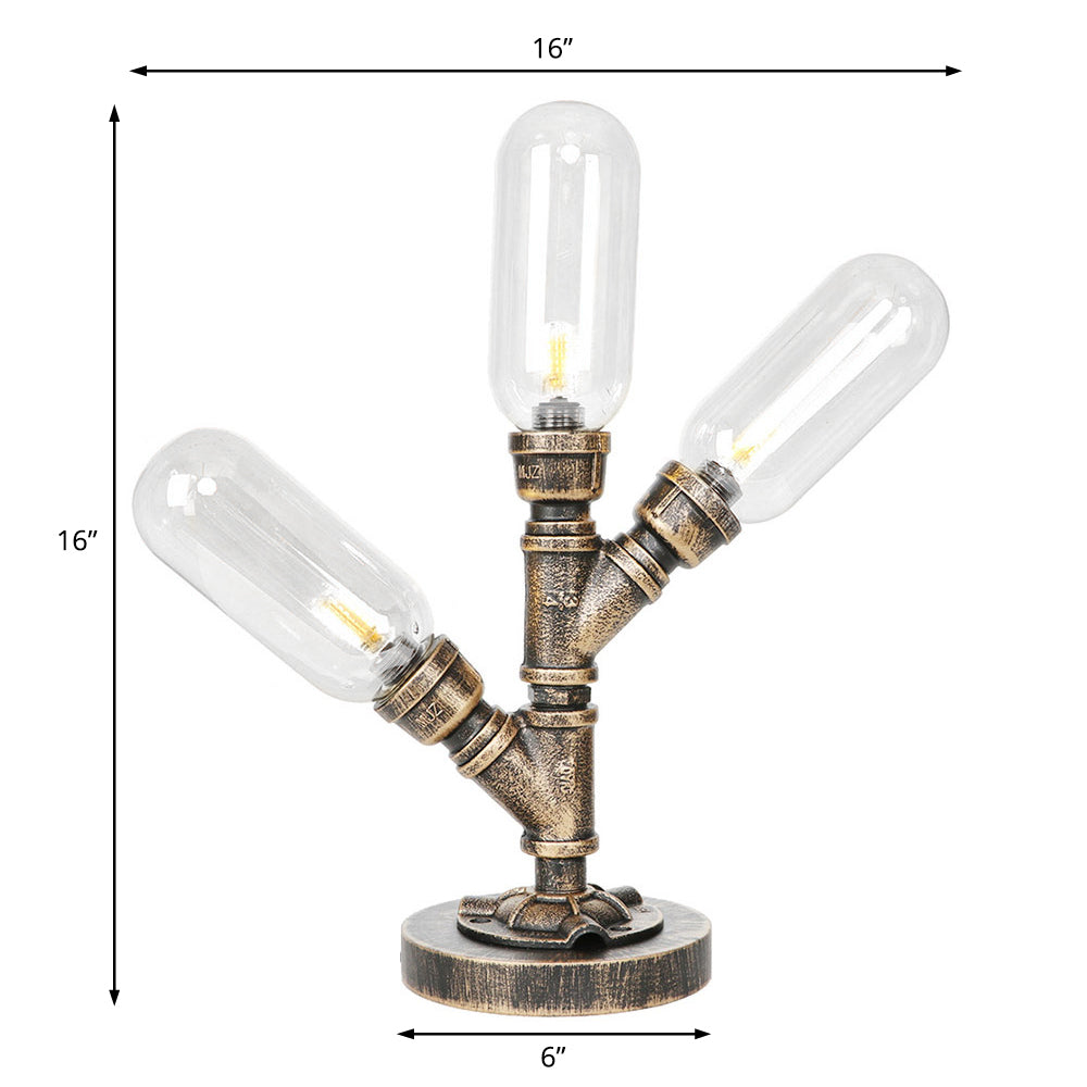 Bronze âgé de 3 ampoules LED LEMPEUR AMBER INDUSTRIE