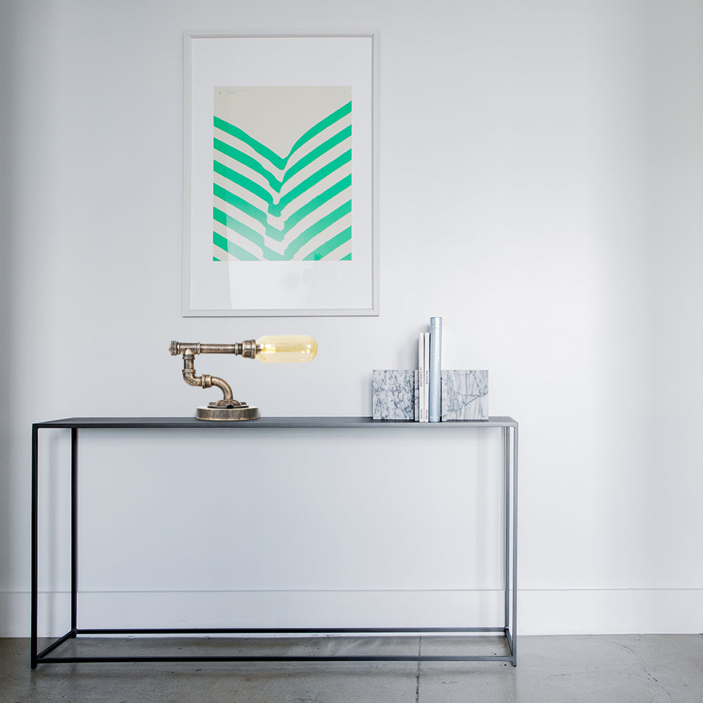 Capsule slaapkamer led nachtlicht industrieel amber/helder glas 1 kop nikkel tafellamp met pijp metalen basis