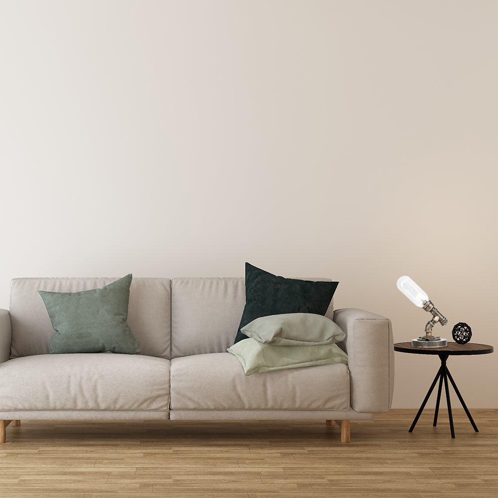 Capsule slaapkamer led nachtlicht industrieel amber/helder glas 1 kop nikkel tafellamp met pijp metalen basis