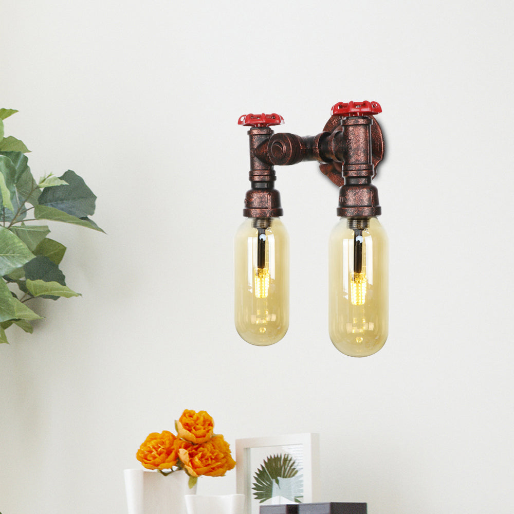 Metall verwitterte Kupferleuchte Lampenwasserrohr 2/4 Lichter Wohnzimmer LED -Wandhalterung Beleuchtung