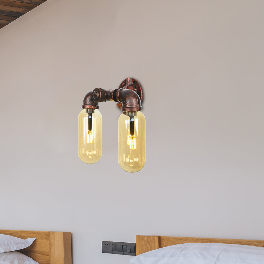 Metall verwitterte Kupferleuchte Lampenwasserrohr 2/4 Lichter Wohnzimmer LED -Wandhalterung Beleuchtung