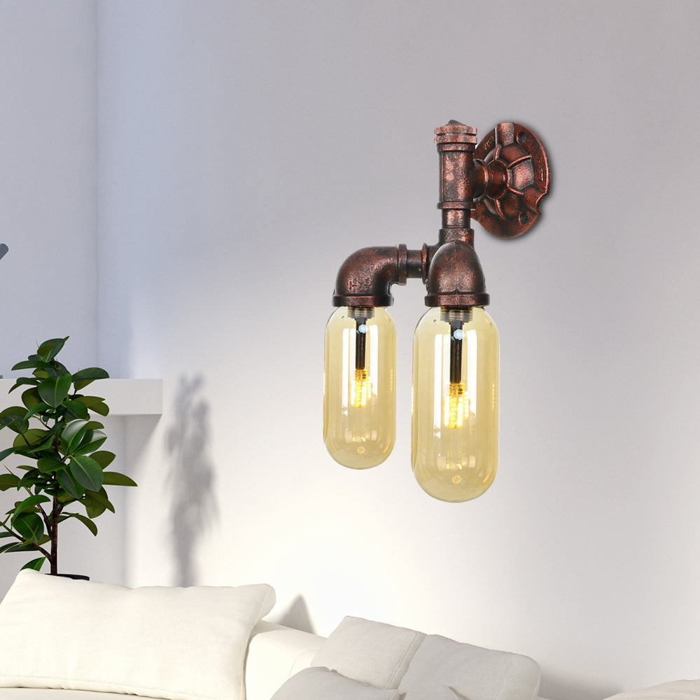 2 lichten metalen led sconce verlichting vintage verweerde koperen pijp woonkamer wandmontage lamp