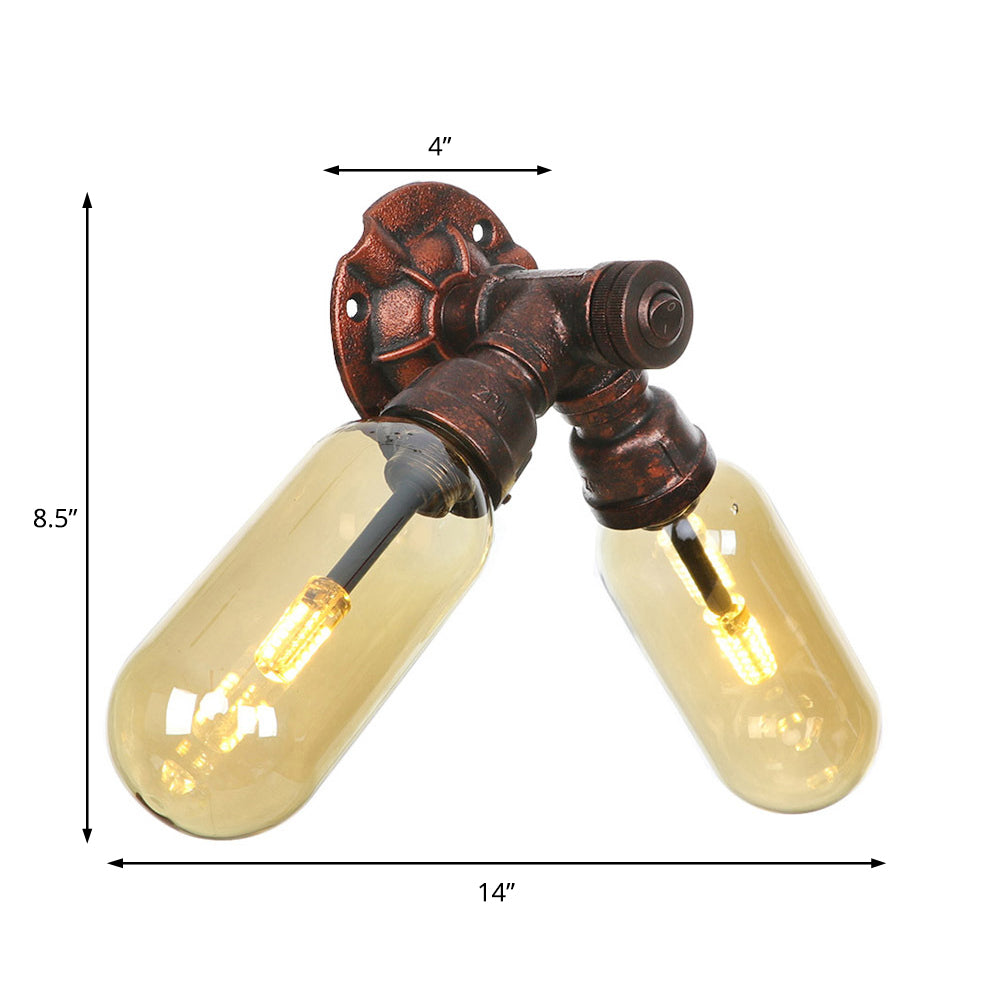 2 lichten metalen led sconce verlichting vintage verweerde koperen pijp woonkamer wandmontage lamp