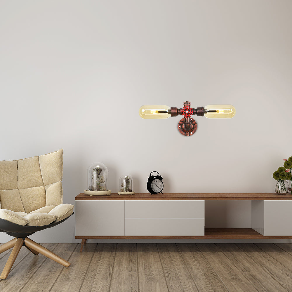 Capsule Amber Glass Wall Lighting Vintage 1/2 Bulbs Living Room Sconce Lamp in Weathered Copper