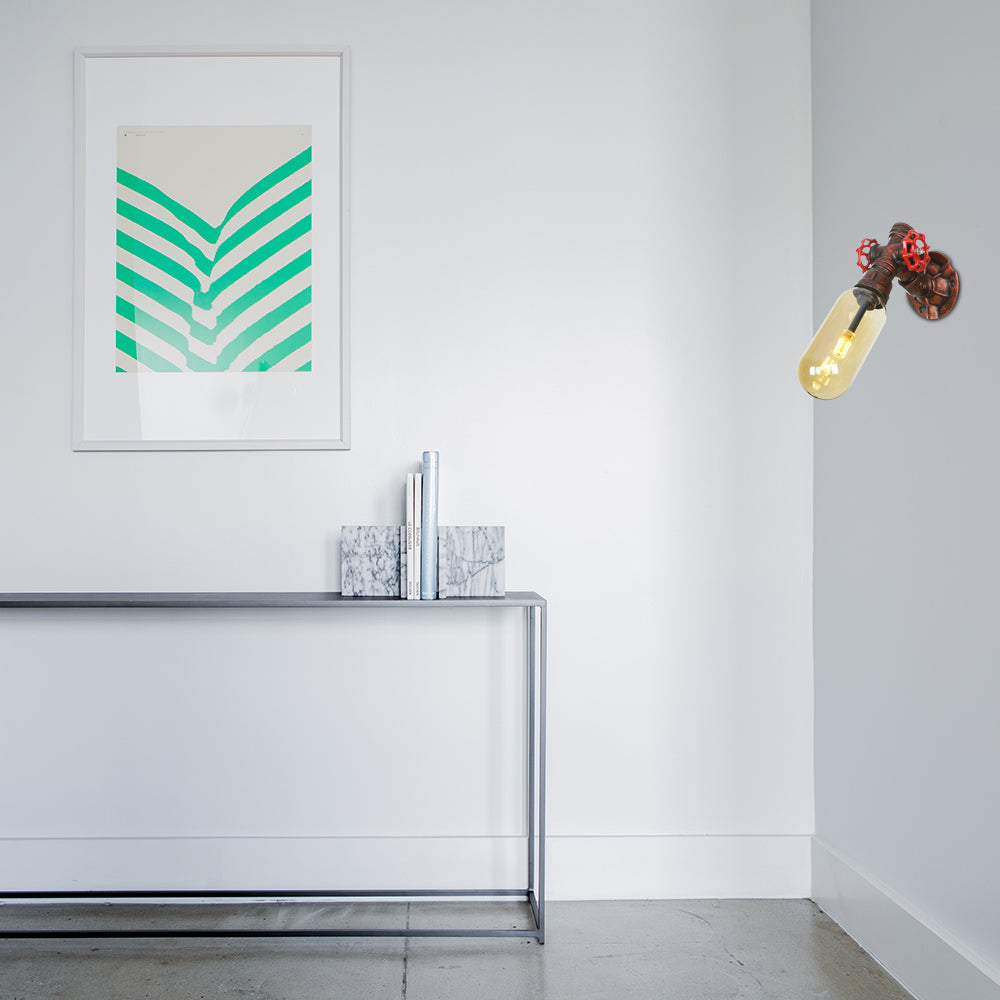 Weathered Copper 1 Bulb Sconce Lamp Vintage Amber Glass Capsule LED Wall Mount Light Fixture