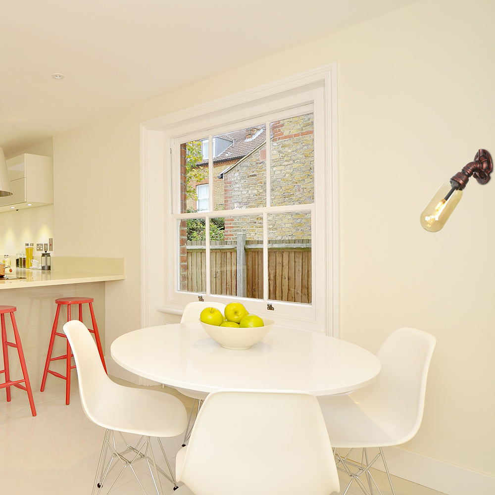 Weathered Copper 1 Bulb Sconce Lamp Vintage Amber Glass Capsule LED Wall Mount Light Fixture