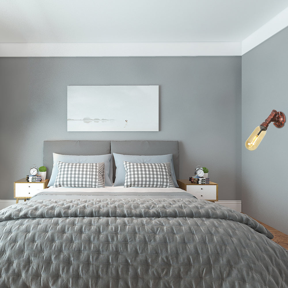 Weathered Copper 1 Bulb Sconce Lamp Vintage Amber Glass Capsule LED Wall Mount Light Fixture