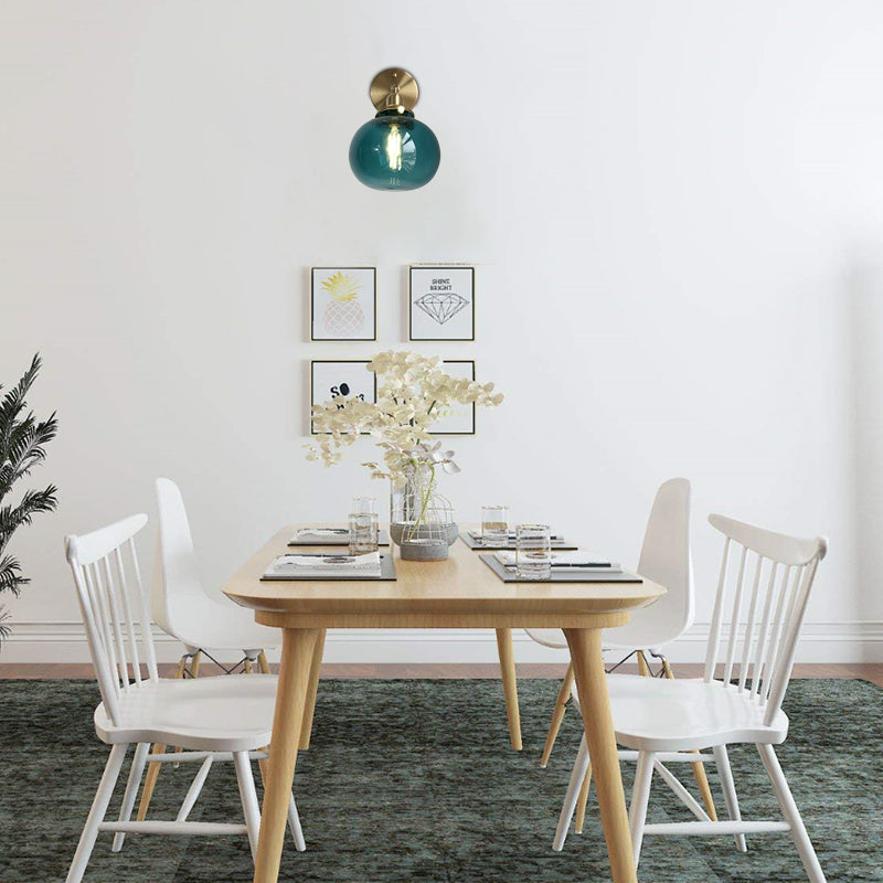Luce di montaggio a parete di zucca industriale 1 blu blu/verde/trasparente appuntamento con lampada con applique di vetro prismatico per il ristorante