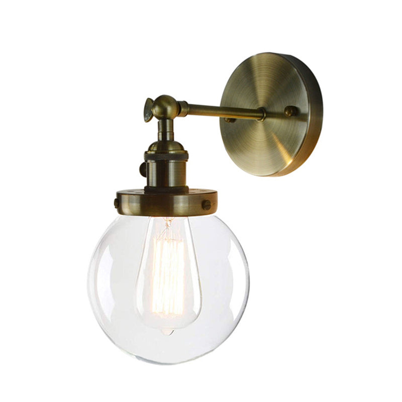 Global Clear Glass Sconce Lighting Vintage 1 Light Bathroom Wall Mounted Lamp Fixture in Copper/Bronze