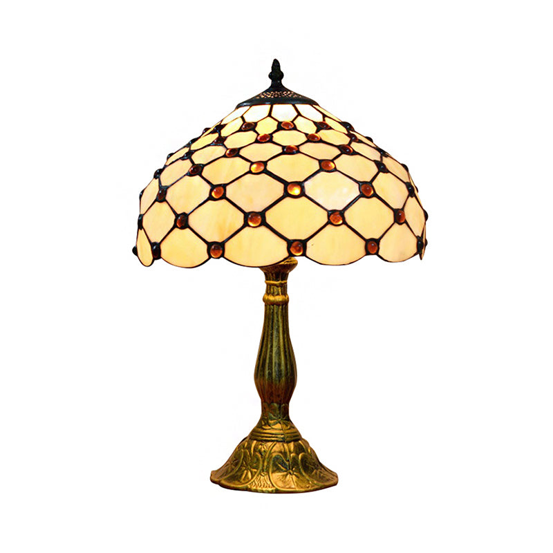Domed Shade Study Room Reading Light Art Glass Tiffany Traditional Desk Light in Beige