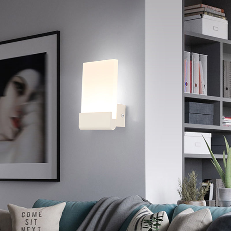 Rectangle Pad Wall Mount Light Minimalist Acrylic Black/White LED Sconce Lamp for Bedside, Warm/White Light