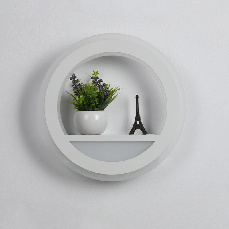 Éclairage de paroi de l'anneau halo en acrylique Nordique White LED LED LIGHT DIMINE en blanc avec conception d'étagère