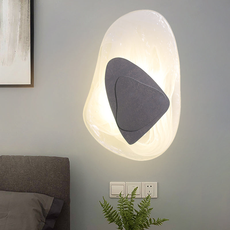 Clear Glass Rock Surface Wall Sconce Minimalist Creative Black/Gold LED Flush Mount for Dining Room