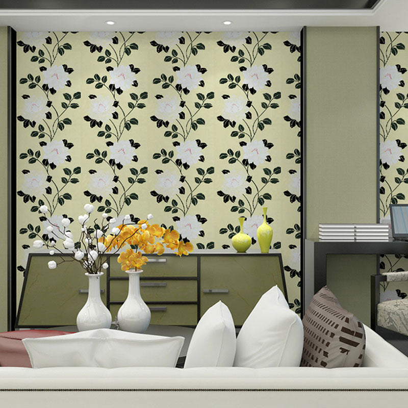 Countryside Wallpaper Roll for Accent Wall, Removable Wall Covering in Black and Yellow