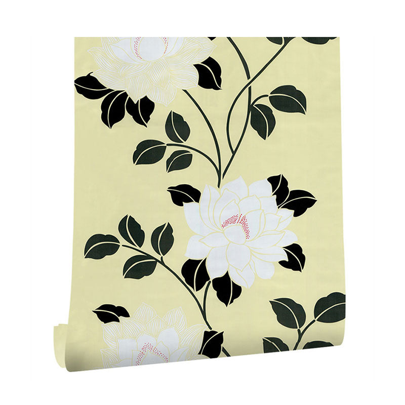 Countryside Wallpaper Roll for Accent Wall, Removable Wall Covering in Black and Yellow