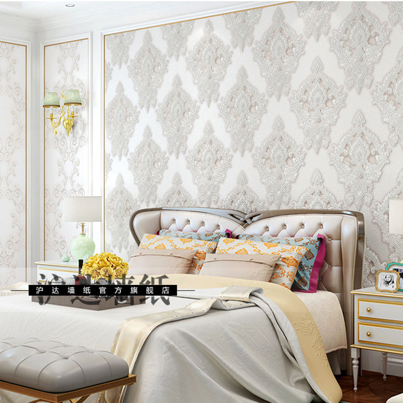 Coffee Shop and Dining Room Wallpaper with Natural Color Retro Flower, 31'L x 20.5"W, Non-Pasted