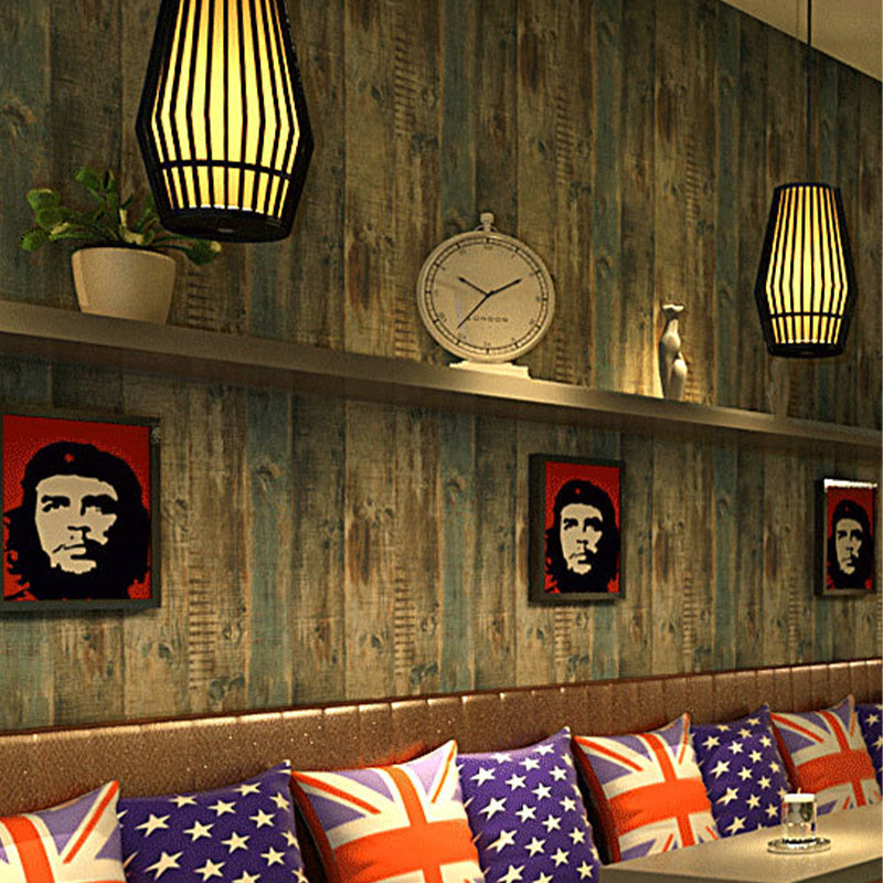 Classic Wooden Stripe Stain-Resistant Non-Pasted Wallpaper, 33' x 20.5"