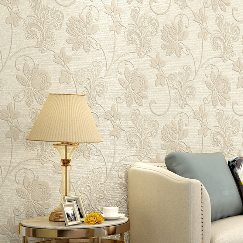 20.5"W x 31'L Romantic Retro Flower Design Non-Pasted Wallpaper in Light Color