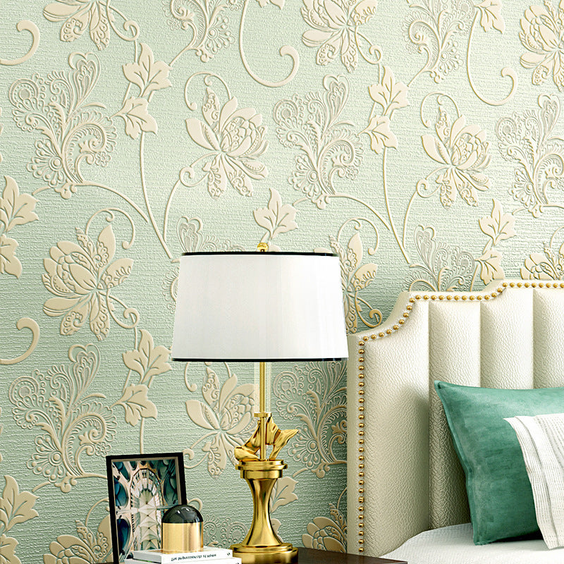 20.5"W x 31'L Romantic Retro Flower Design Non-Pasted Wallpaper in Light Color