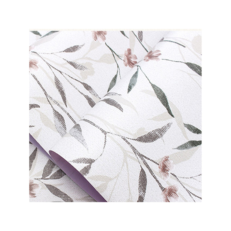 Vinyl 17.5-inch x 19.5 ft Fresh and Light Non-Pasted Long Branches and Floral Print Wallpaper
