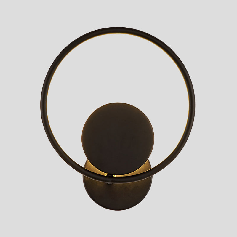 Halo Ring Metallic Sconce Light Minimalist Black Integrated LED Wall Mounted Lamp in Warm/White Light