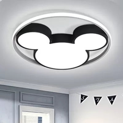 Lámpara de techo delgada de acrílico con luz de montaje en techo de ratón de dibujos animados moderna para dormitorio de niños