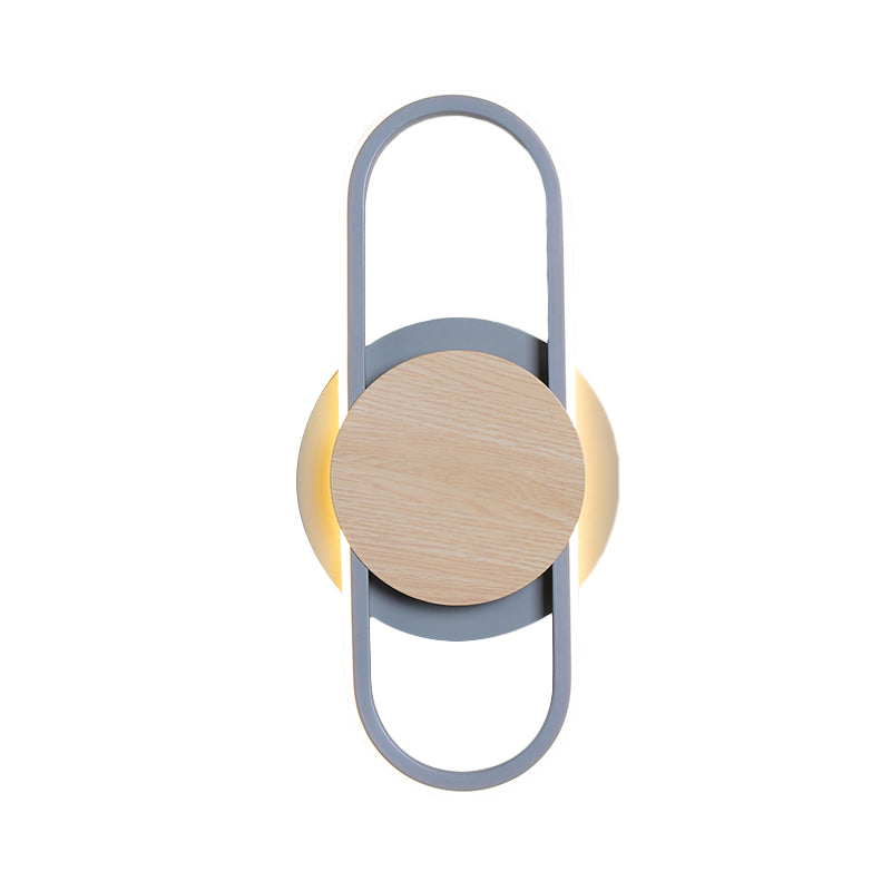 Nordic 2 Layers Round/Square Sconce Light Iron Bedroom LED Wall Mount Lamp with Elliptical Frame, Warm/White Light