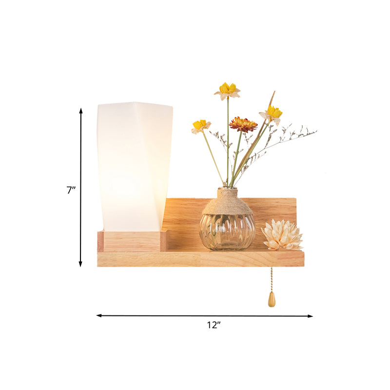 Wood 1 Light Wall Sconce Nordic Milky Glass Spiral/Cylinder/House Wall Mounted Light Fixture with Clear Glass Vase