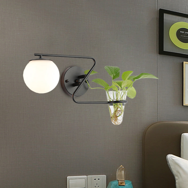 Iluminación matorral global crema industrial/humo vidrio gris 1 cabeza de cabeza negra/dorada luz de pared con taza de planta de vidrio transparente