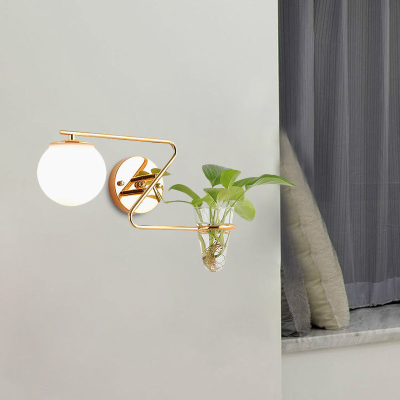 Iluminación matorral global crema industrial/humo vidrio gris 1 cabeza de cabeza negra/dorada luz de pared con taza de planta de vidrio transparente