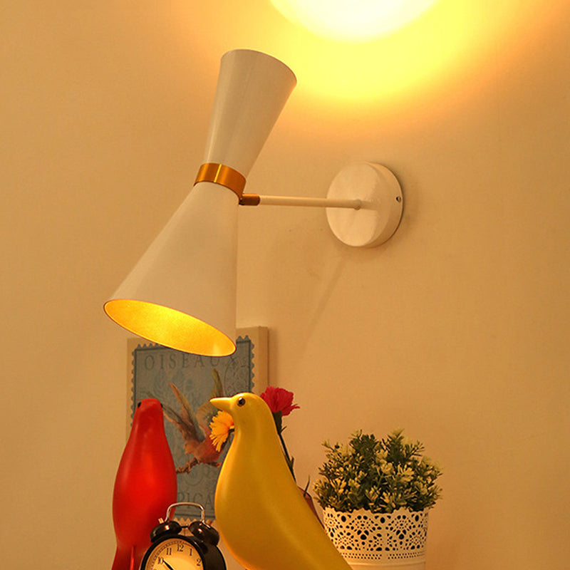 Black/White Cocktail Shaker Sconce Lamp Modern 1 Light Metal Wall Mounted Lighting with Rotatable Joint