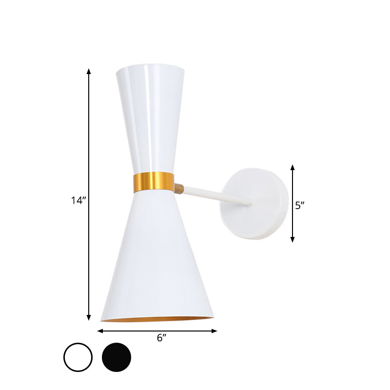 Black/White Cocktail Shaker Sconce Lamp Modern 1 Light Metal Wall Mounted Lighting with Rotatable Joint