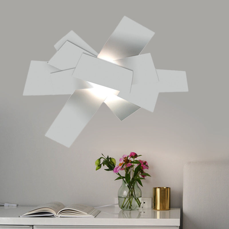 Metallic Stacked Surface Wall Sconce Nordic Novelty 1 Bulb White Wall Light Fixture