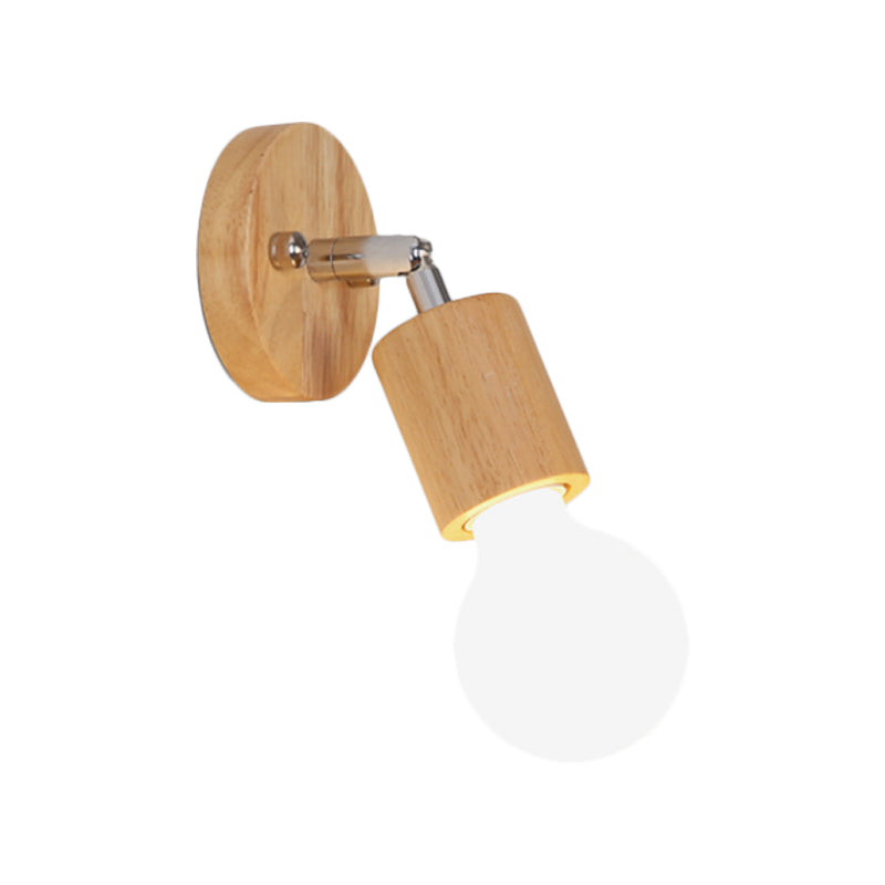 Open Bulb Mini Rotating Sconce Lamp Simplicity Wood Single Bedroom Wall Lighting Ideas