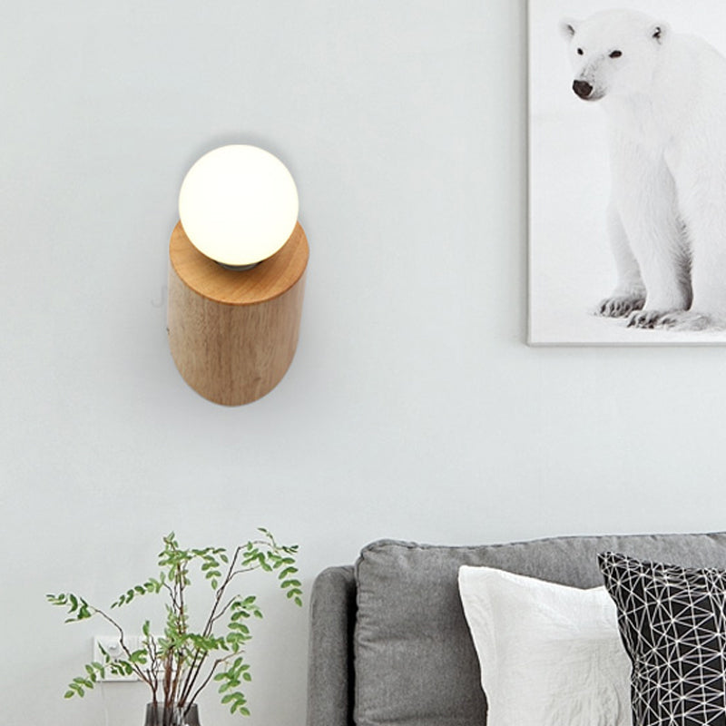 Holzgewinkelte Stangenwandhalterung minimalistisch 1 Kopf Beige Leuchtenbeleuchtung mit offenem Glühbirnendesign