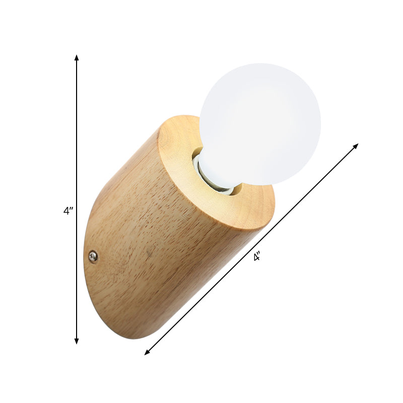 Lampe de montage mural à pôle incliné en bois minimaliste 1 tête d'éclairage d'applications beige avec conception de bulbe ouverte